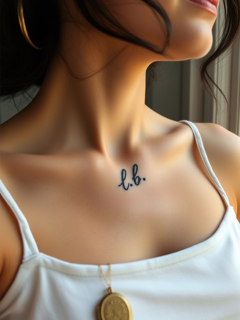 2. Tiny Initials Hidden Near the Collarbone