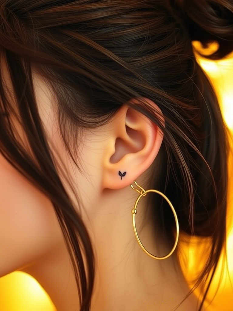 6. Teeny Tiny Plant Sprout Behind the Ear