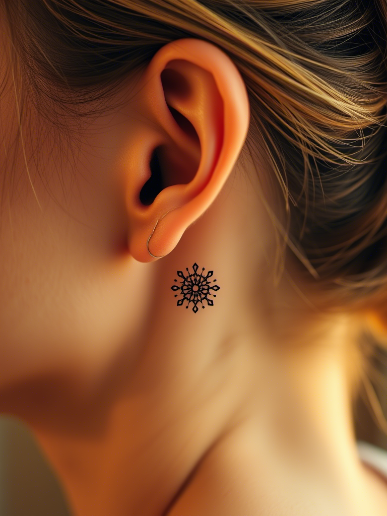 17. Micro Dot Mandala on the Ear Lobe