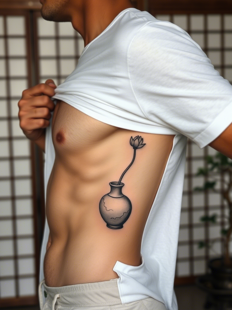 15. Lotus Growing Through a Cracked Vase on the Side Rib