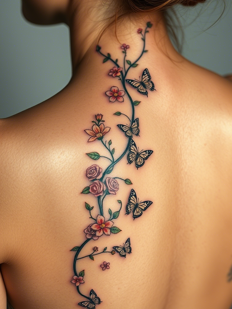 Flower and Butterfly Tattoo Ideas