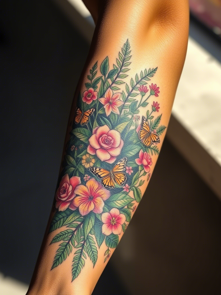 Flower and Butterfly Tattoo Ideas