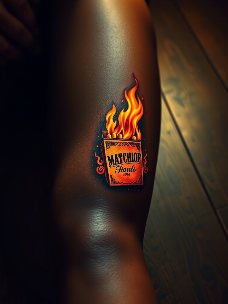 19. Old-Timey Matchbox with Flames Escaping