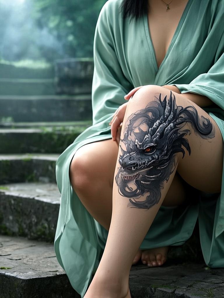 20+ Thigh Dragon Tattoos for Women That'll Set Your Soul on Fire