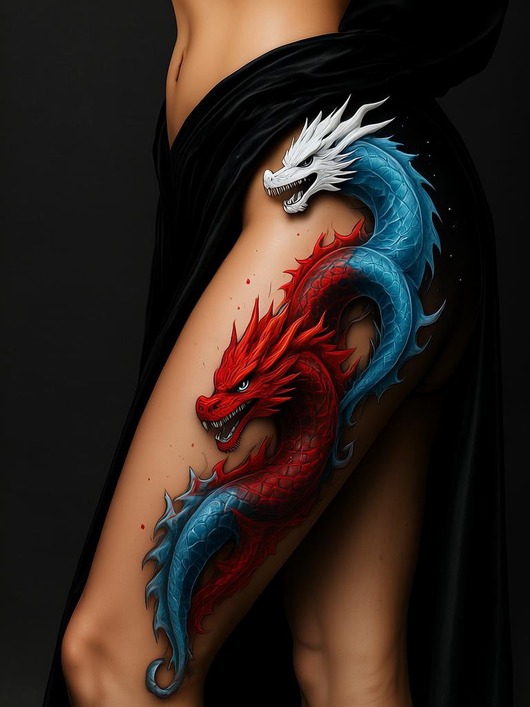 20+ Thigh Dragon Tattoos for Women That'll Set Your Soul on Fire
