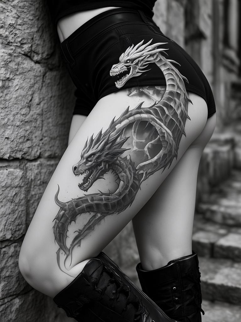 20+ Thigh Dragon Tattoos for Women That'll Set Your Soul on Fire