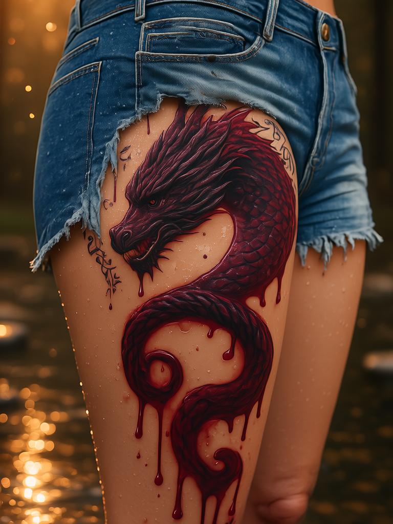 20+ Thigh Dragon Tattoos for Women That'll Set Your Soul on Fire