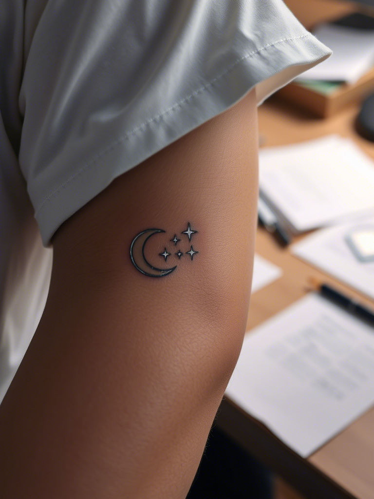 20+ Tiny Sparkly Moon Tattoos