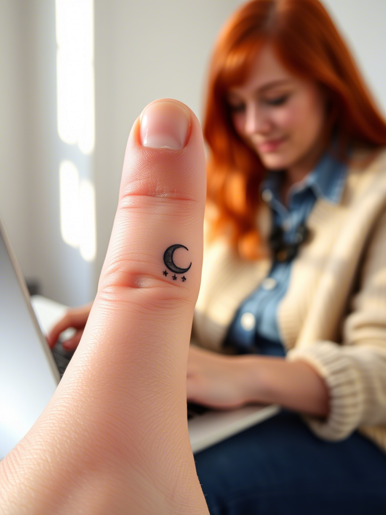 20+ Moon and Sparkles Tattoos on the Thumb That'll Catch the Night Right in Your Hands