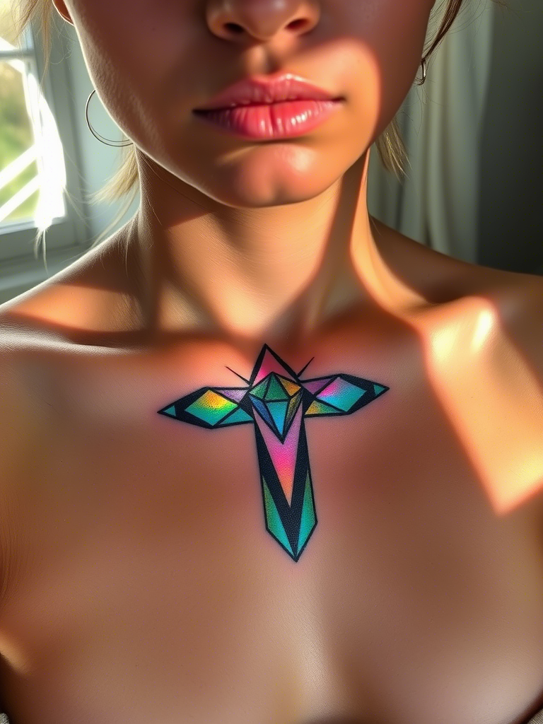 20+ Cyber Sigilism Tattoos of a Cross: Digital Mysticism Meets Sacred Ink