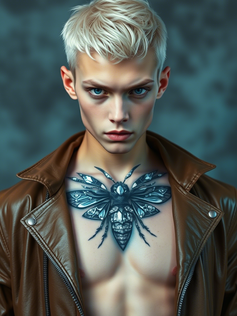 Moth Middle Chest Tattoo