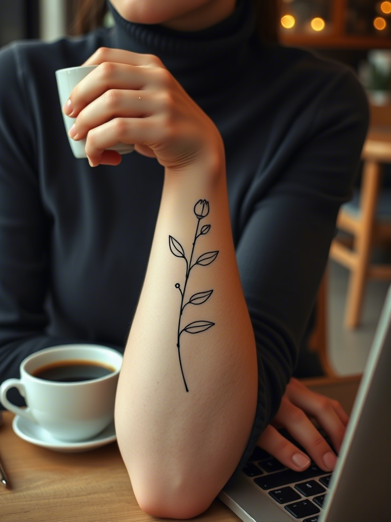20+ Minimalistic Forearm Floral Tattoo Ideas