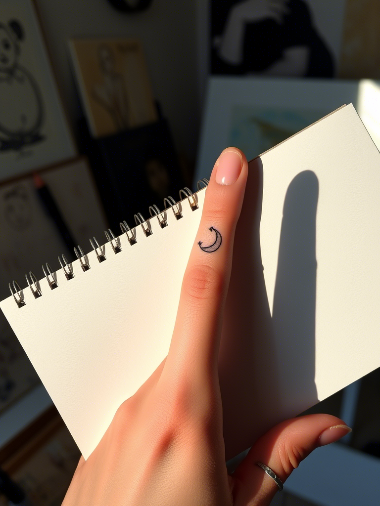 20+ Moon and Sparkles Tattoos on the Thumb That'll Catch the Night Right in Your Hands
