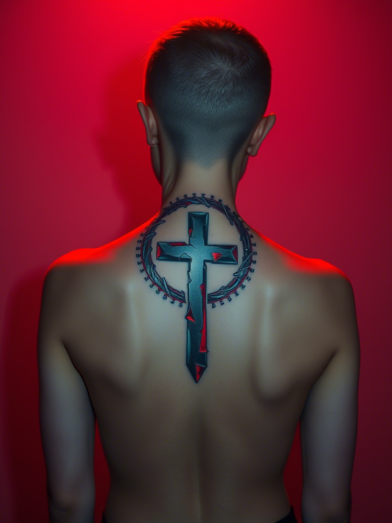 20+ Cyber Sigilism Tattoos of a Cross: Digital Mysticism Meets Sacred Ink