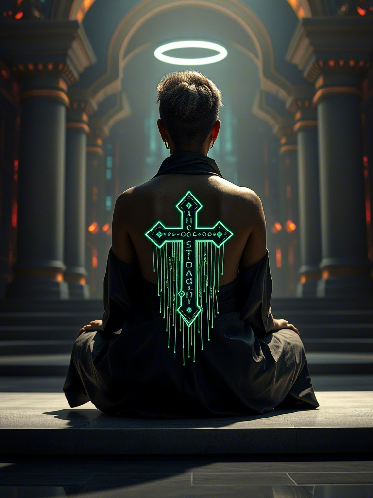 20+ Cyber Sigilism Tattoos of a Cross: Digital Mysticism Meets Sacred Ink