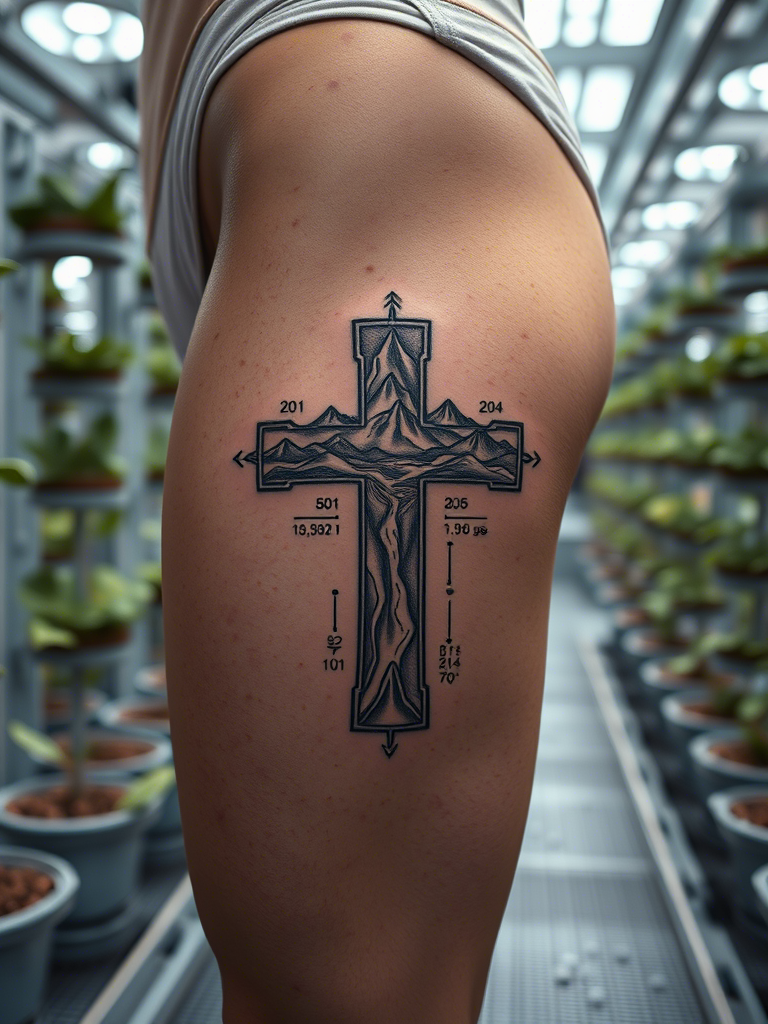 20+ Cyber Sigilism Tattoos of a Cross: Digital Mysticism Meets Sacred Ink