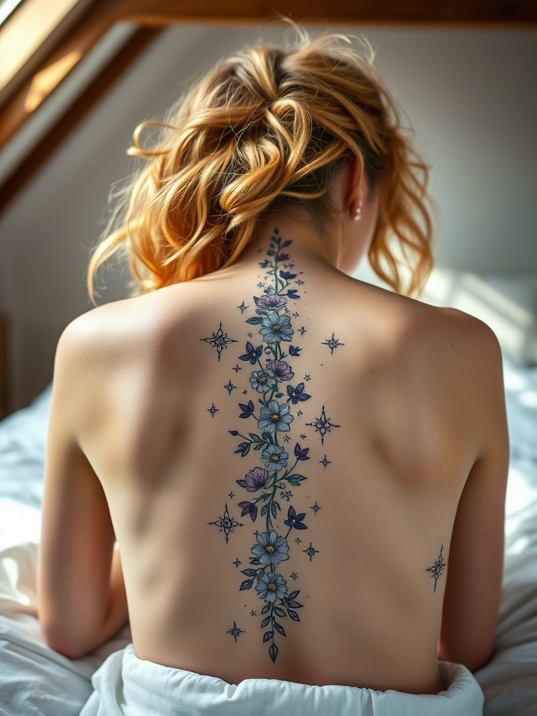 20+ Elegant Floral Spine Tattoo