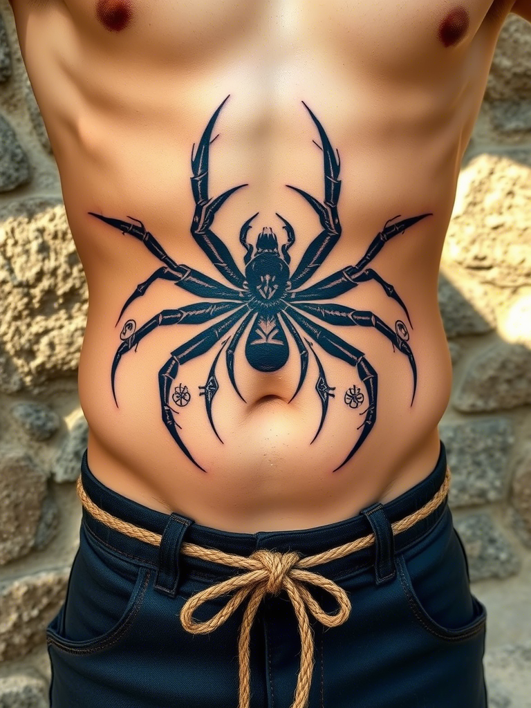 20+ Abdomen Spider Tattoo Ideas
