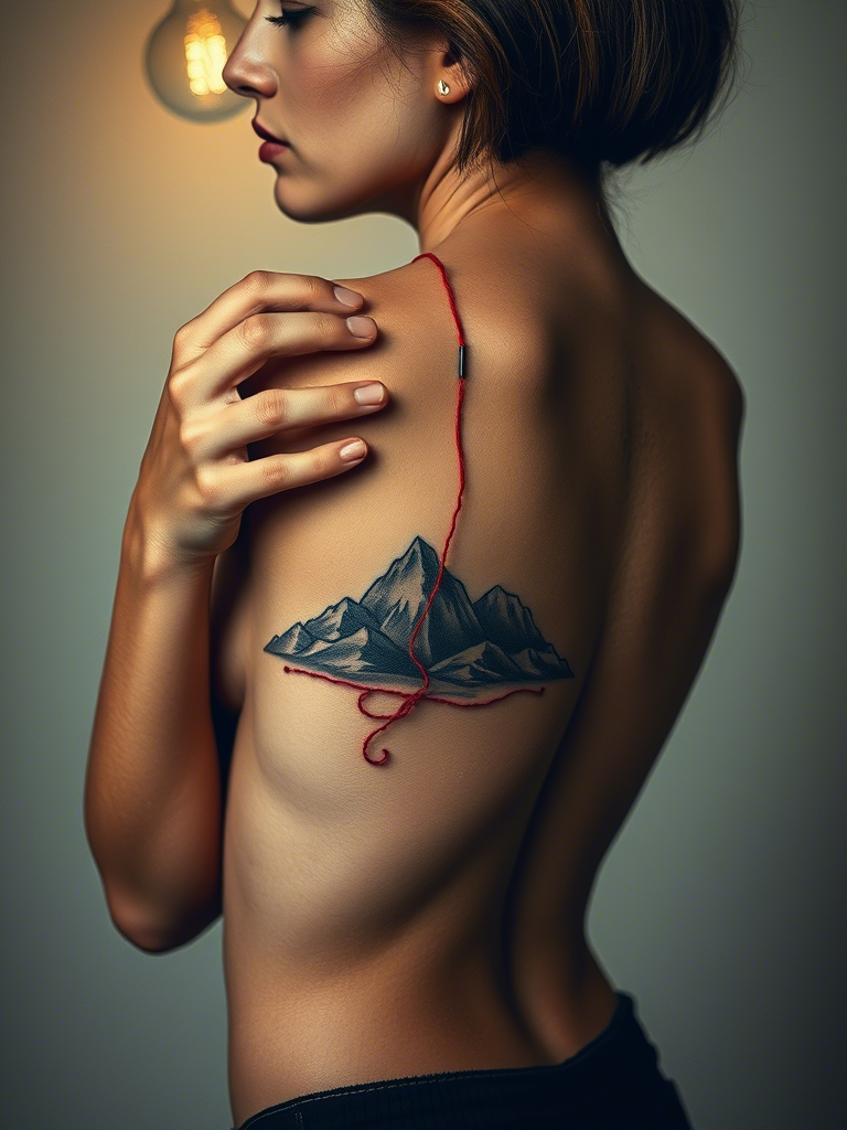 20+ Abstract Mountain Tattoos on the Ribcage
