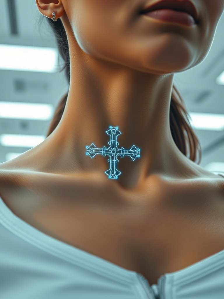 20+ Cyber Sigilism Tattoos of a Cross: Digital Mysticism Meets Sacred Ink