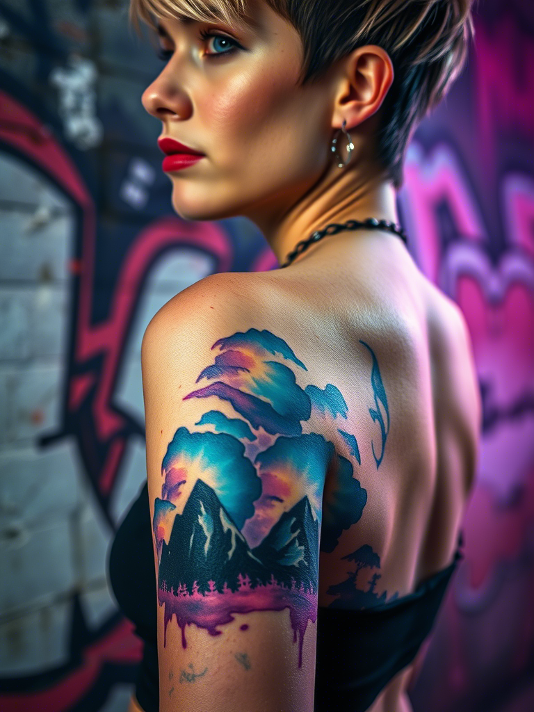 20+ Abstract Mountain Tattoos on the Ribcage