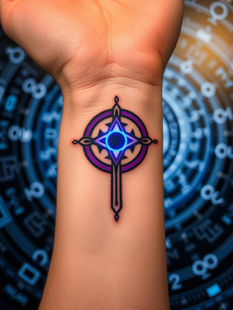 20+ Cyber Sigilism Tattoos of a Cross: Digital Mysticism Meets Sacred Ink