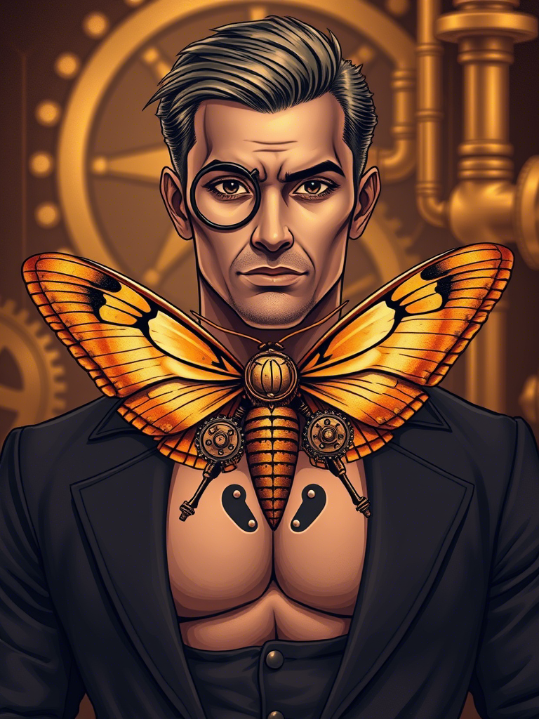 Moth Middle Chest Tattoo