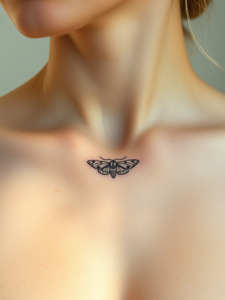 Moth Middle Chest Tattoo