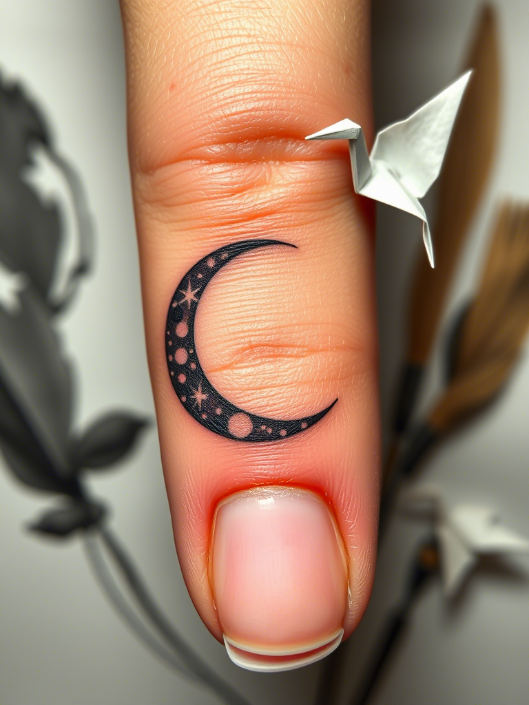 20+ Moon and Sparkles Tattoos on the Thumb That'll Catch the Night Right in Your Hands