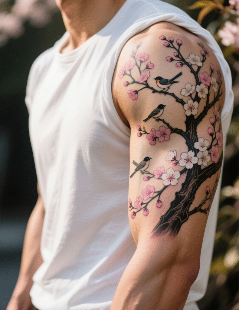 20+ Refreshing Cherry Blossom Tree Tattoos That Make Life Worth Living
