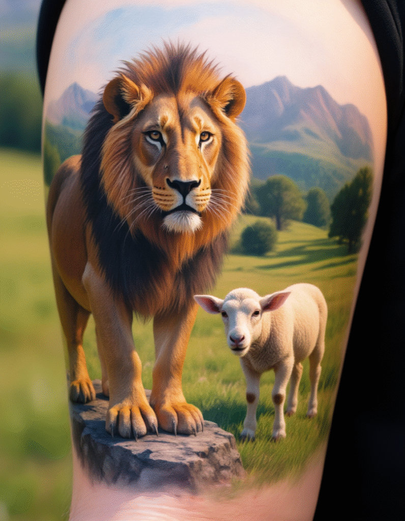 20+ Stunning Lion and Lamb Tattoo Design Ideas for Animal Lovers