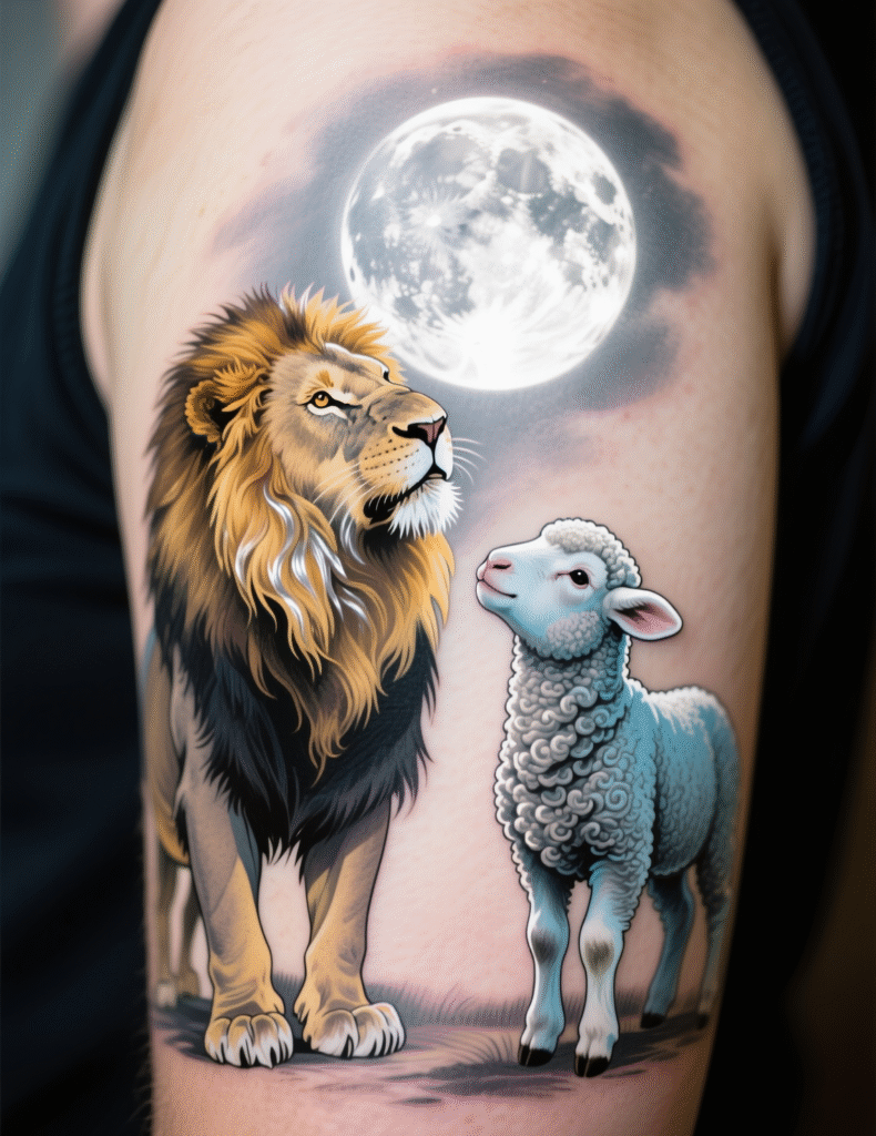 20+ Stunning Lion and Lamb Tattoo Design Ideas for Animal Lovers