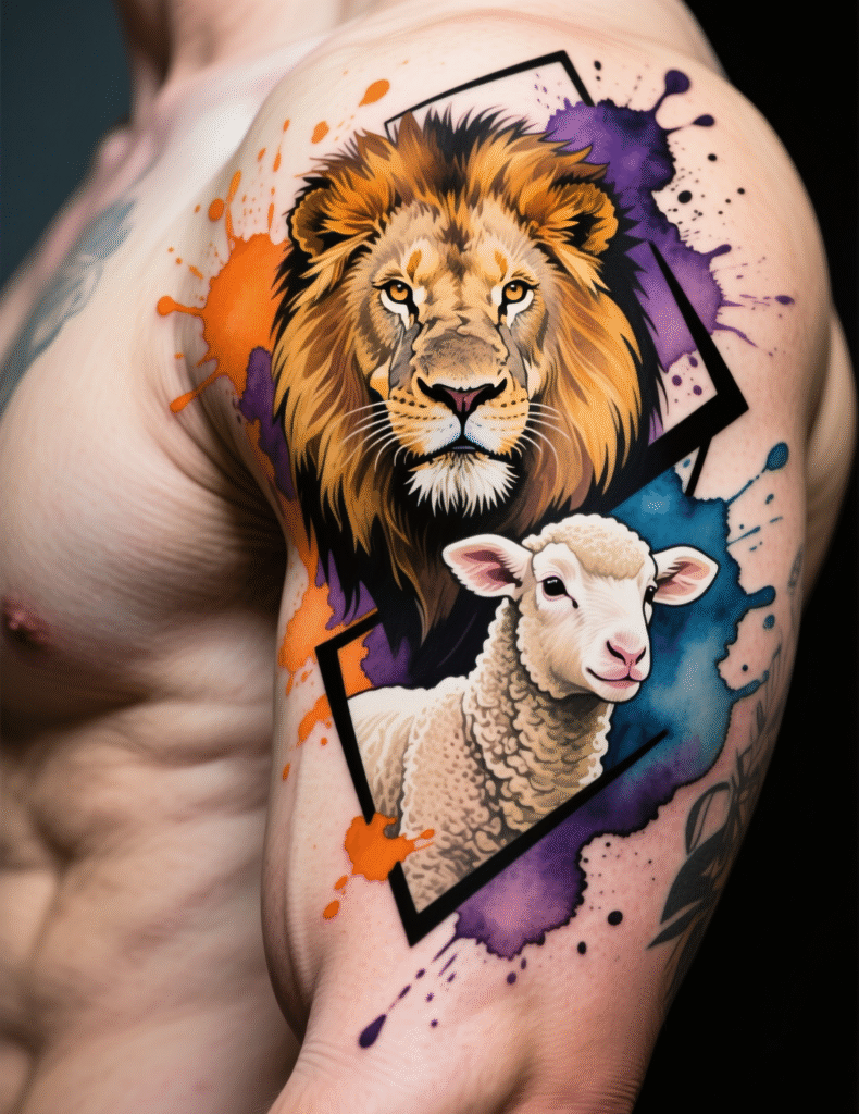 20+ Stunning Lion and Lamb Tattoo Design Ideas for Animal Lovers