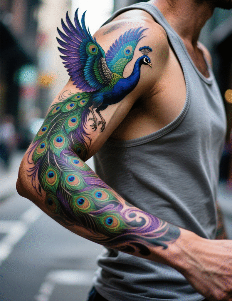 20+ Vibrant Plumage Peacock Sleeve Tattoos