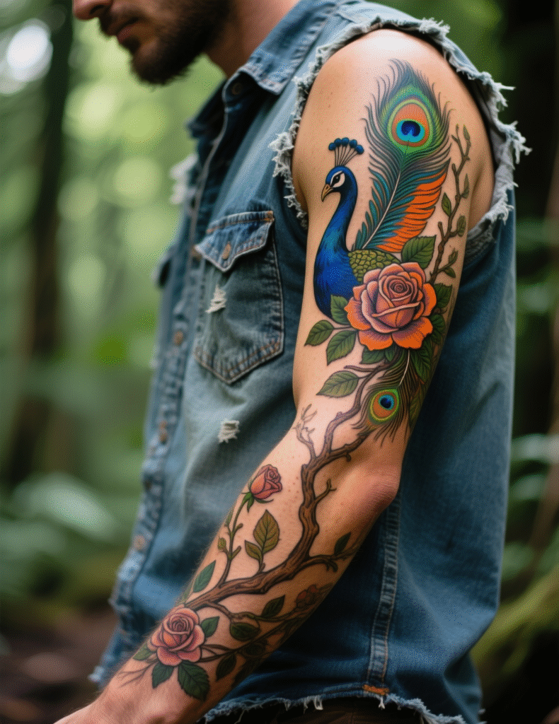 20+ Vibrant Plumage Peacock Sleeve Tattoos