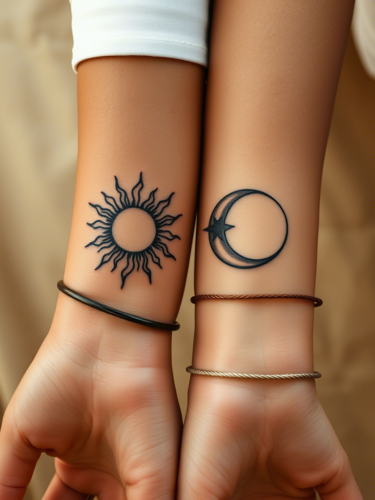 20+ Sun and Moon Couple, Friendship Tattoos That’ll Make You Believe in Cosmic Connections