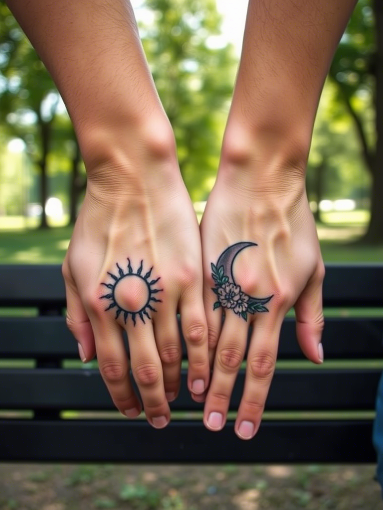 20+ Sun and Moon Couple, Friendship Tattoos That’ll Make You Believe in Cosmic Connections